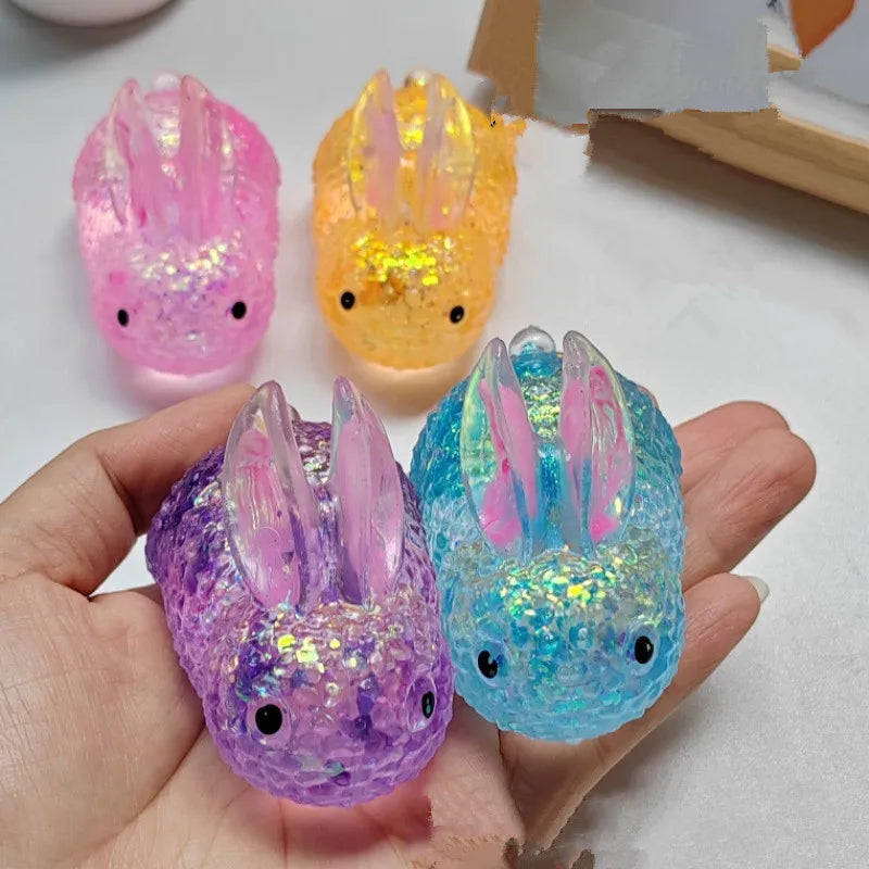Datgo Anti-Stress-Glitzer-Squishy-Kaninchen – TPR langsamer Rückprall, sensorisches Spielzeug für Kinder & Erwachsene