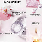 4-Piece Day & Night Skincare Set: Pink Peptide Vitamin C Day Cream + Sakura Retinol Night Cream & Essence for Hydration, Firmnes TechVisio