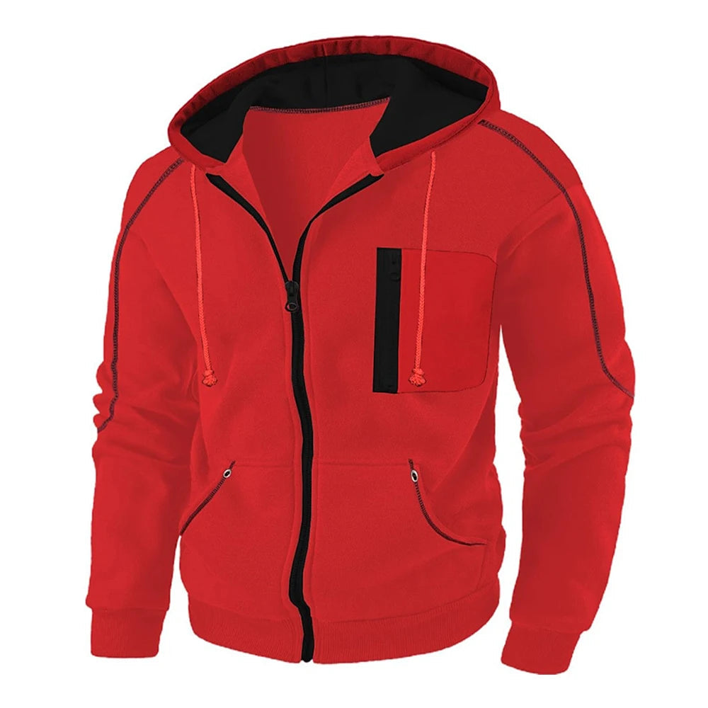 Men's Full Zip Hoodie Jacket Hooded Plain Pocket Sports Outdoor Daily Sports Hot Stamping Designer Basic Casual Sweatshirts TechVisio