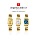 OLEVS Quartz Women's Watches Stainless Steel Square Small Gold Watch for Women Waterproof Auto Date Elegant Ladies Wristwatches TechVisio