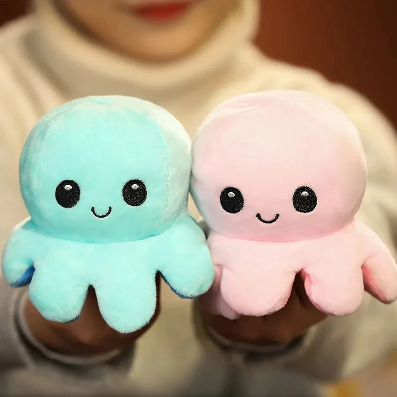 18/28/48cm Cute Reversible Mood Octopus Plush Toy Double Sided Flip Octopus Pillow Soft Stuffed Animal Doll Home Room Decor Gift TechVisio