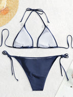 Swimwear Thong Bikini Set Sexy New Navy Blue Swimsuits Woman Sexy Bathing Suits Bikinis Triangle Bandage Female Beachwear TechVisio