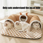 Cat Bed and Play Tunnel Warm House Tent with Plush Mat Indoor Hideaway Corner Shelter Foldable Pet Furniture for Kittens Cats TechVisio