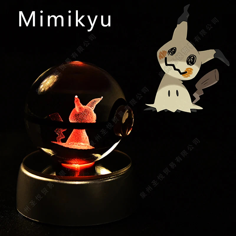 Boule de Cristal Pokémon 3D LED – 36 Personnages, Socle Lumineux, Cadeau