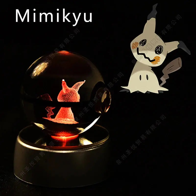 Boule de Cristal Pokémon 3D LED – 36 Personnages, Socle Lumineux, Cadeau TechVisio