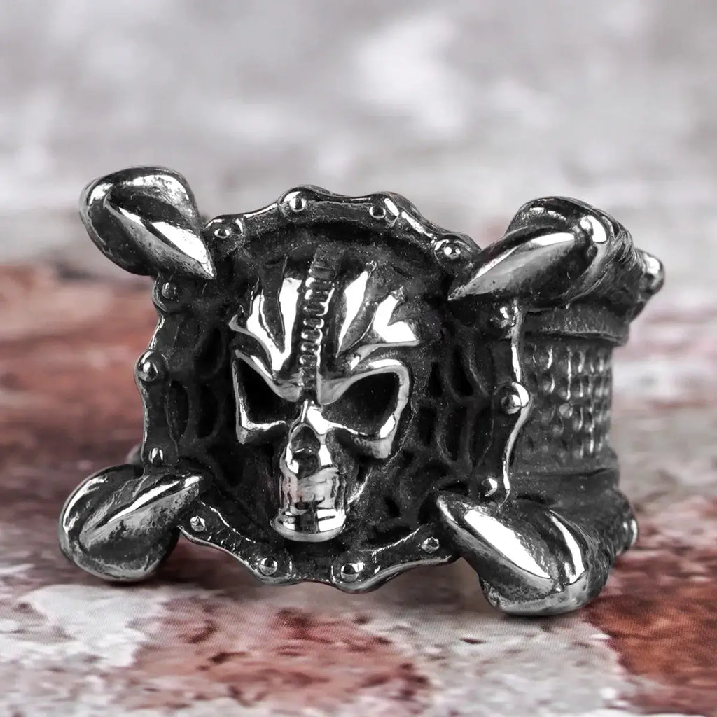 Bague Crâne Griffe de Dragon Metal Town