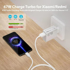 67W 6A Turbo Fast USB Charger For Xiaomi 12 13 14 15 17 Pro Redmi Note 11 12 13 14 Pro POCO X5 X6 X7 Type C Quick Charging Cable TechVisio