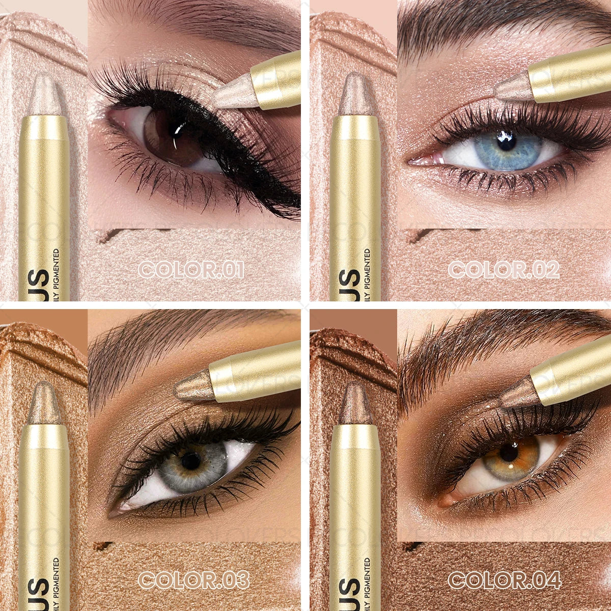 1 Pc Shimmer Eyeshadow Stick, Dual-ended Eyeshadow Pen, with Brush, Eye-catching Eye Makeup High Color Rendering, Concert Makeup TechVisio