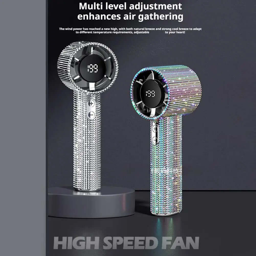 Ventilateur Portable 199 Vitesses Diamants Type-C – IPX4, Écran Digital TechVisio