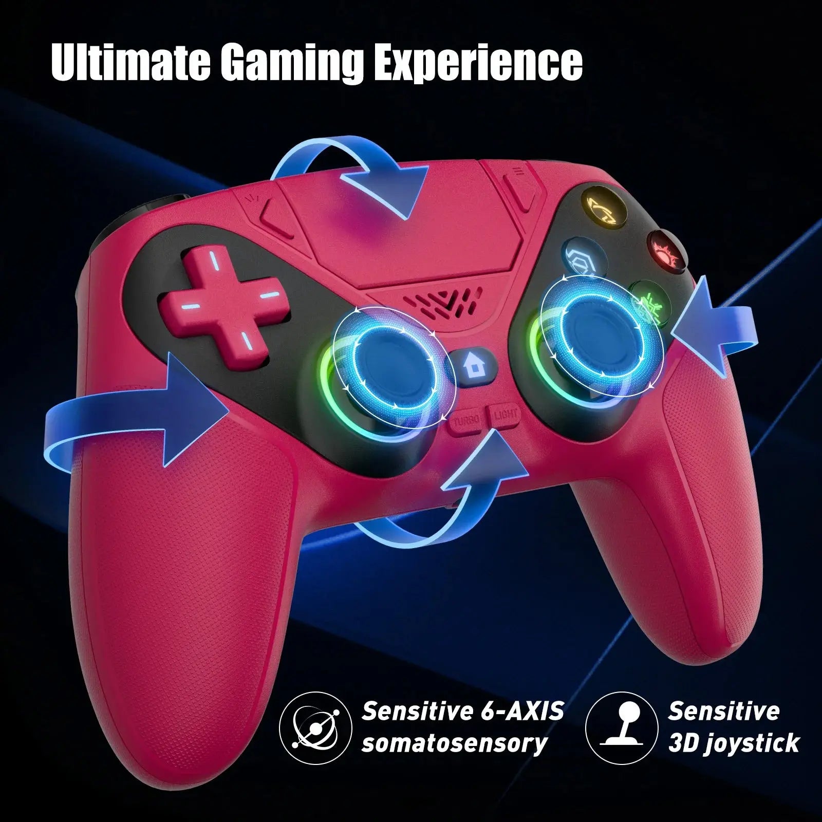 Manette PS5/PC Sans Fil RGB Gamromb – Gyroscope 6 Axes, Anti-Drift, Turbo, Macro TechVisio