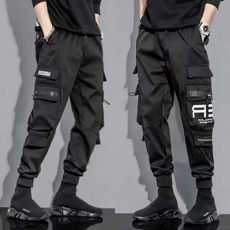 Classic Streetwear Casual Men Ribbons Harem Jogging Pants Male Slim Fit Spring Cargo Pants Multi-Pockets Women Trousers K94 TechVisio