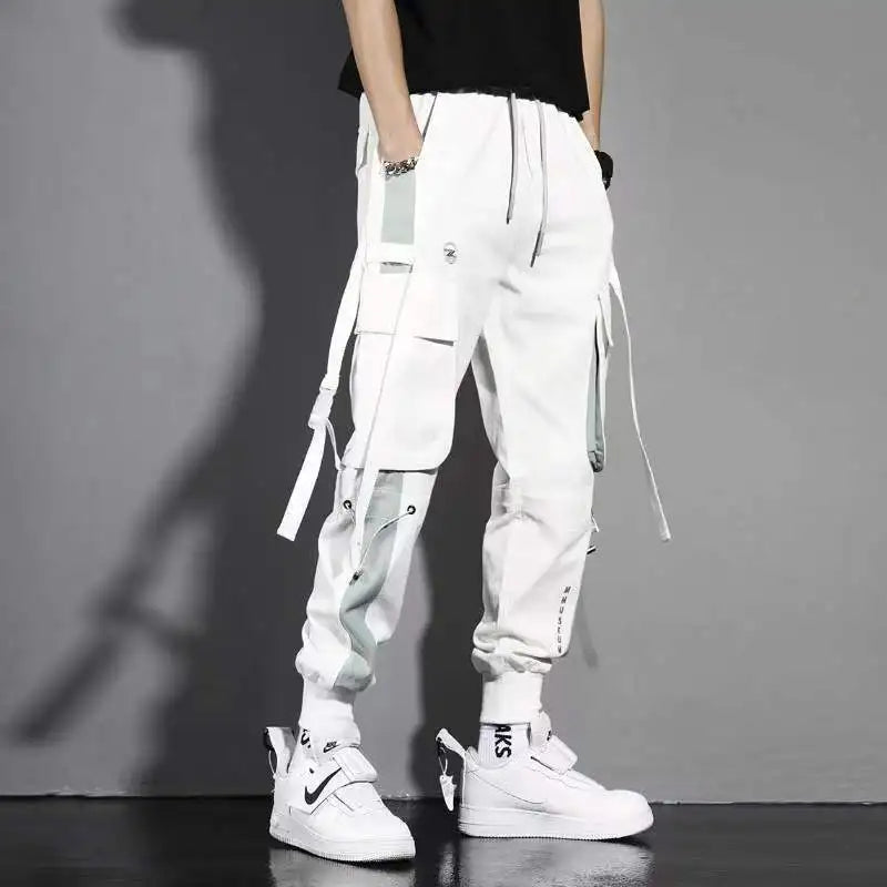 Classic Streetwear Casual Men Ribbons Harem Jogging Pants Male Slim Fit Spring Cargo Pants Multi-Pockets Women Trousers K94 TechVisio