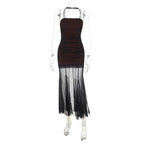 Goth Dark Women Elegant Fashion Partywear Mall Gothic Mesh Patchwork Trumpet Dresses Y2K Strapless Bodycon Dress Slim Vestido TechVisio