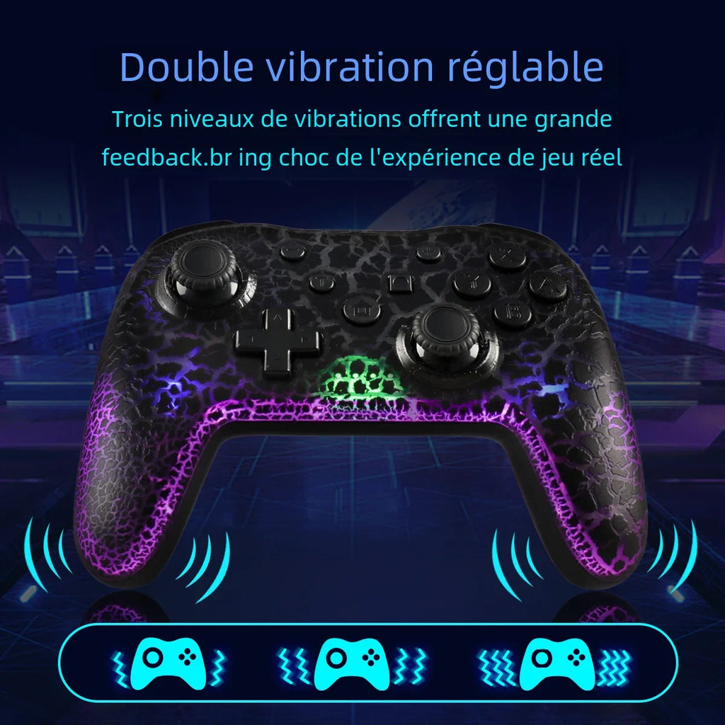 GAMINJA NS015 Wireless Controller – RGB Crack | Gyroscope | Switch PC PS3