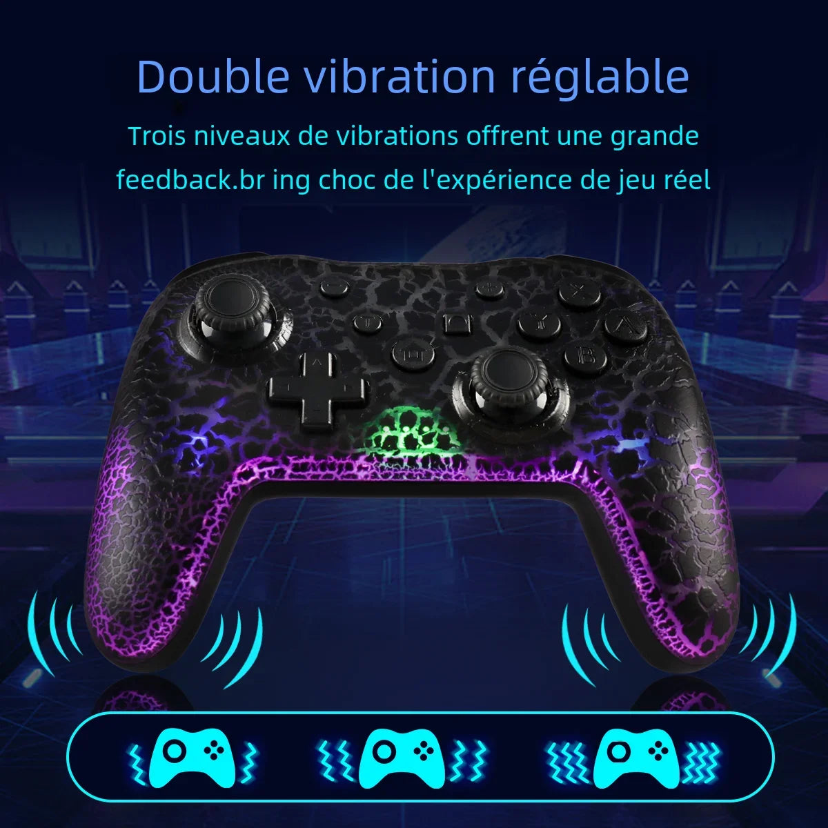 GAMINJA NS015 Wireless Controller – RGB Crack | Gyroscope | Switch PC PS3