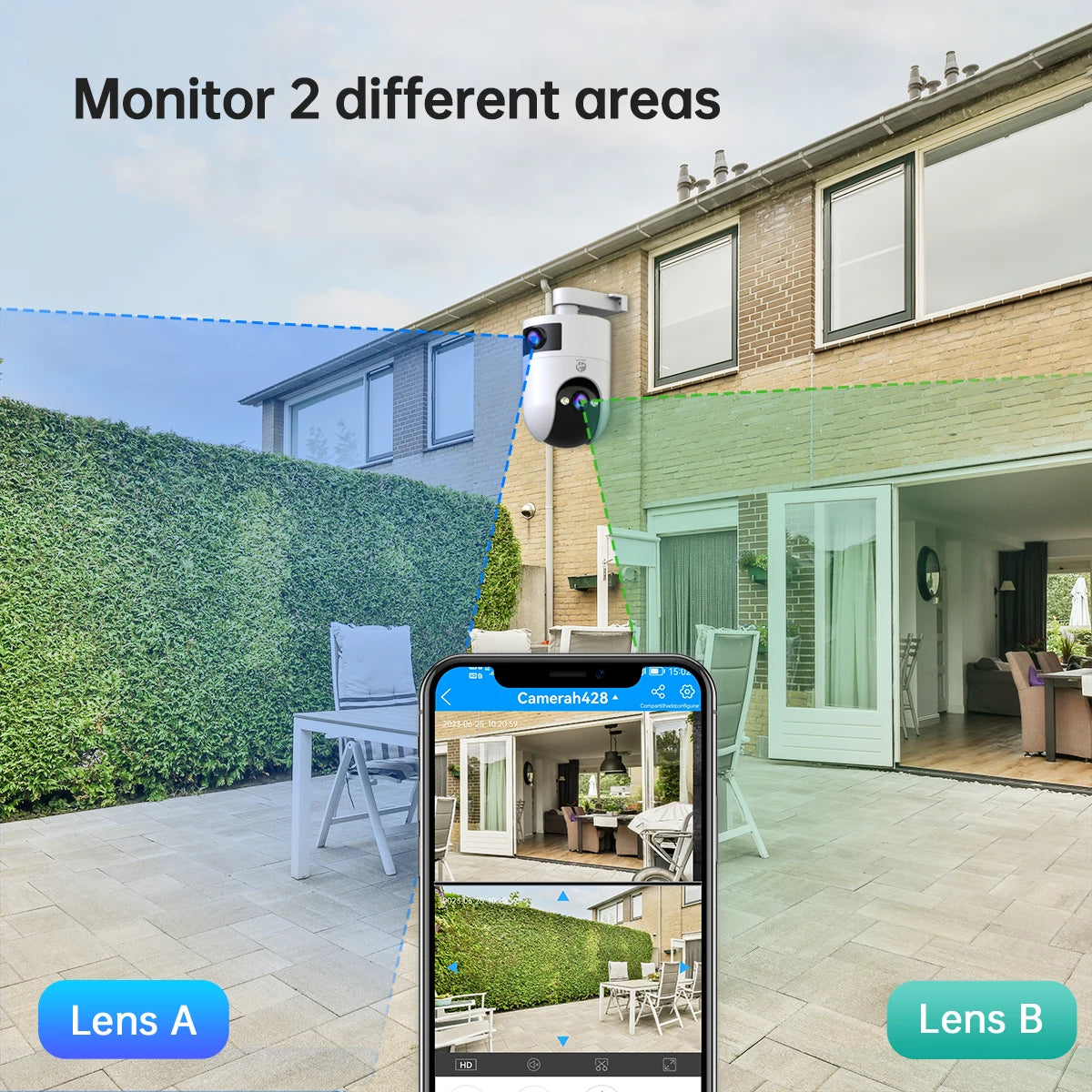 Caméra Surveillance WiFi 4K Extérieure – PTZ Double Objectif