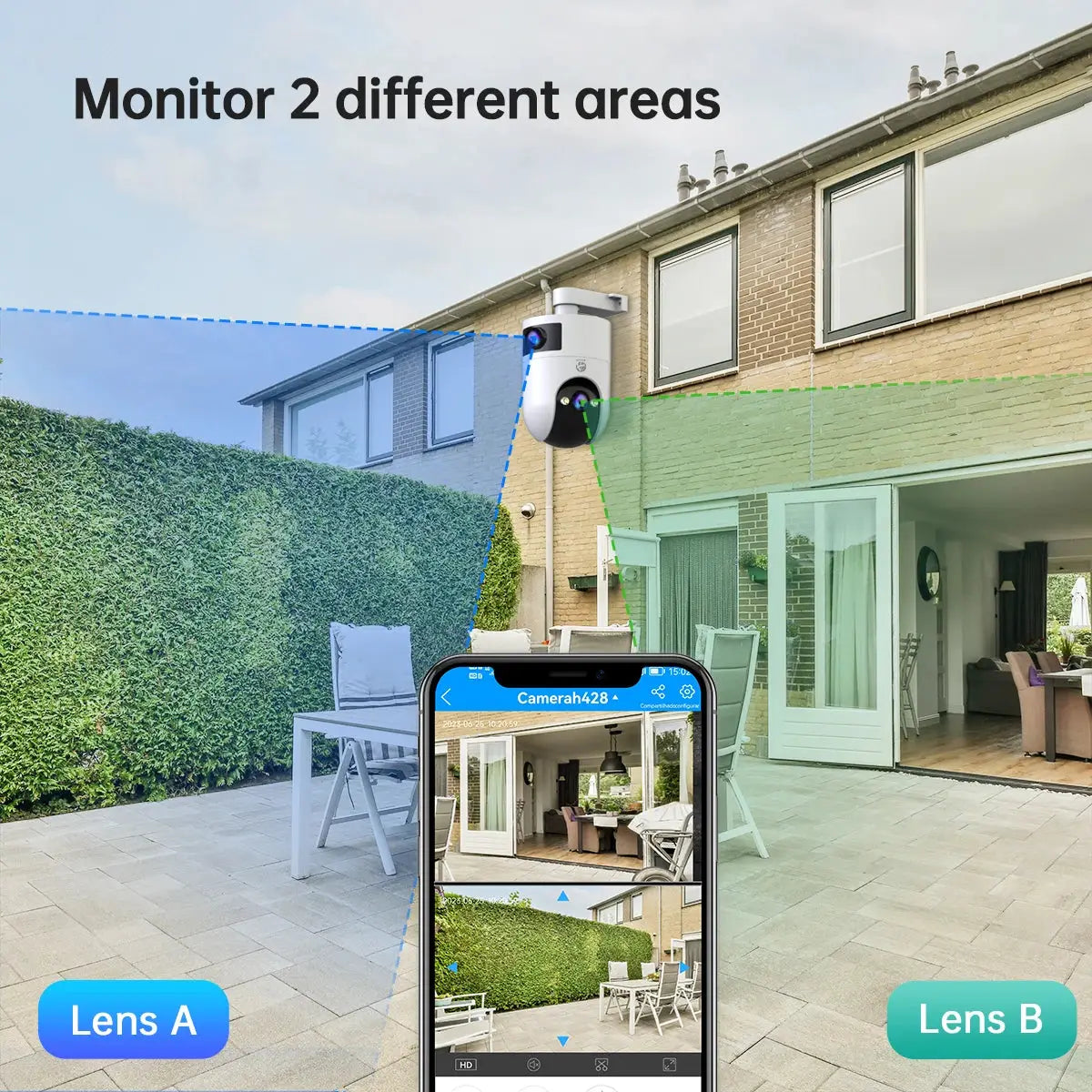 Caméra Surveillance WiFi 4K Extérieure – PTZ Double Objectif TechVisio