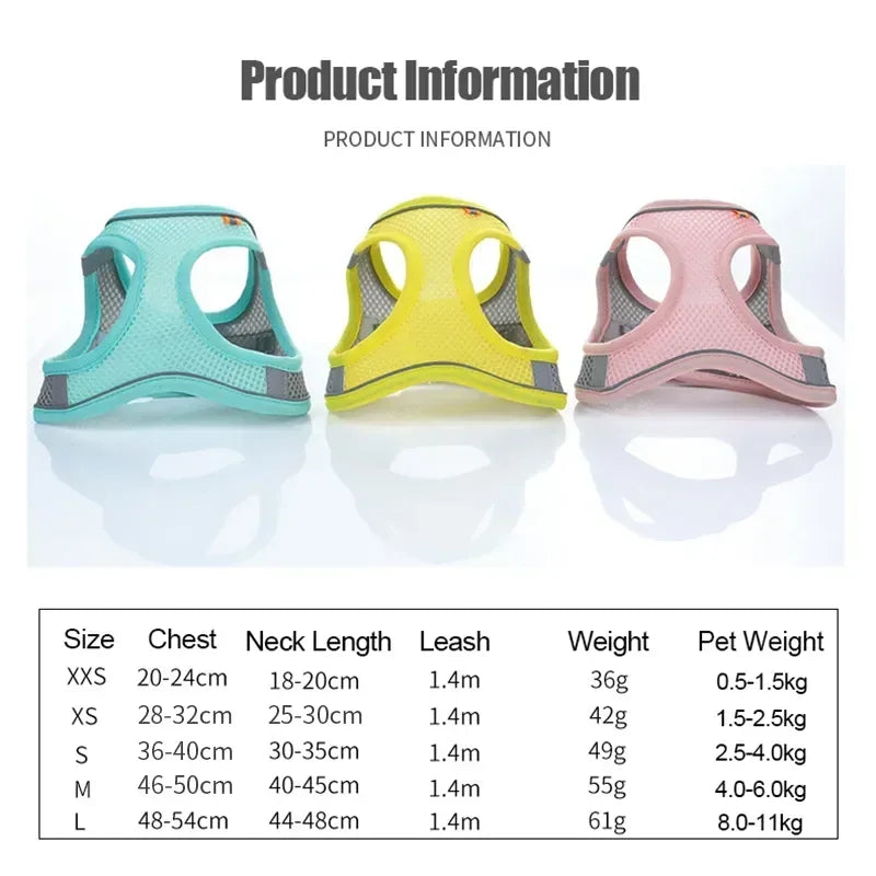 Cats Dog Accessories Small Dog Collar Safety Vest Pet Chest Rope Dogs Cover Breathable Adjustable Harnesses Supplies Products TechVisio