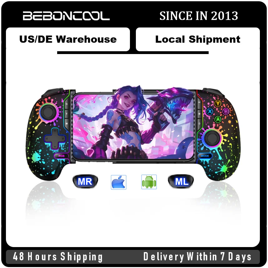 Manette Mobile Gaming BEBONCOOL – Hall Effect | Bluetooth | RGB | iPhone & Android
