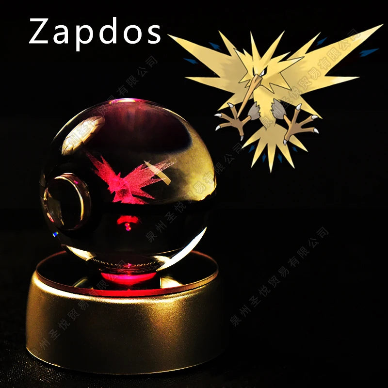 Boule de Cristal Pokémon 3D LED – 36 Personnages, Socle Lumineux, Cadeau