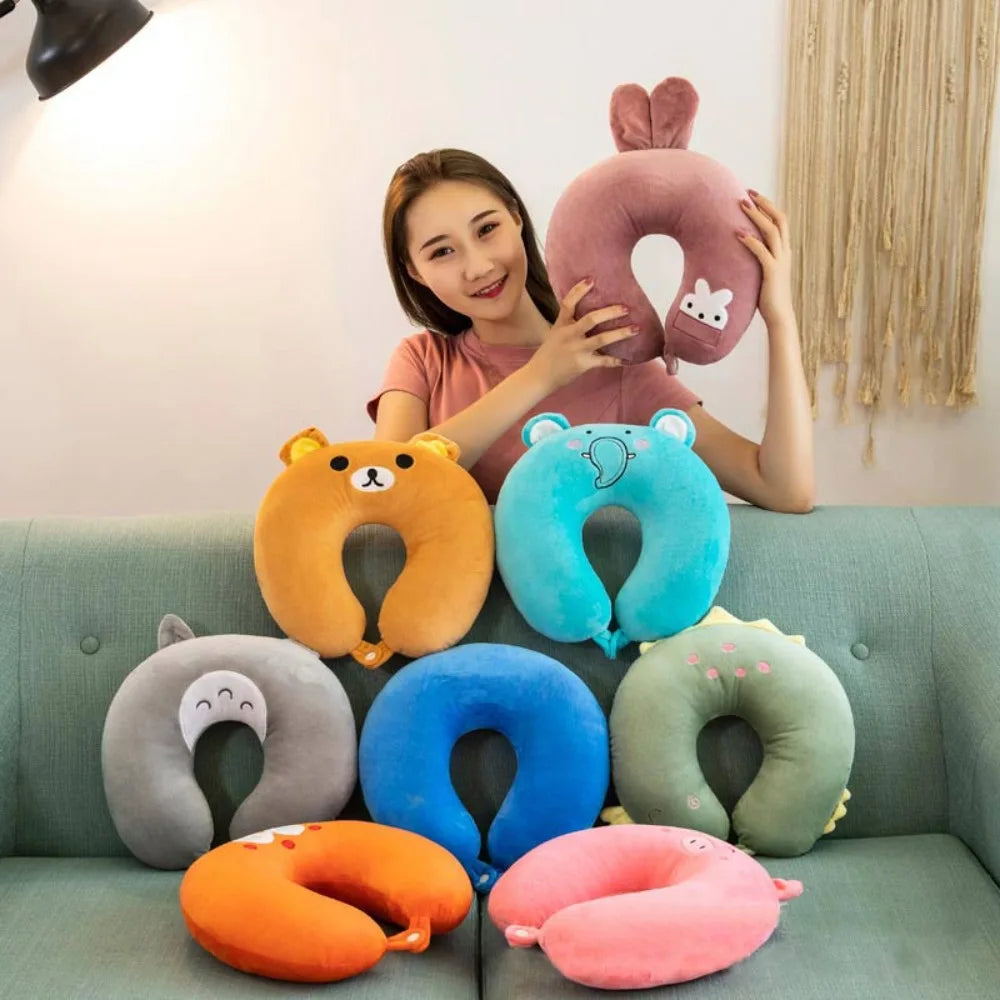 Oreiller de Voyage en U Peluche Animaux – Adulte & Enfant