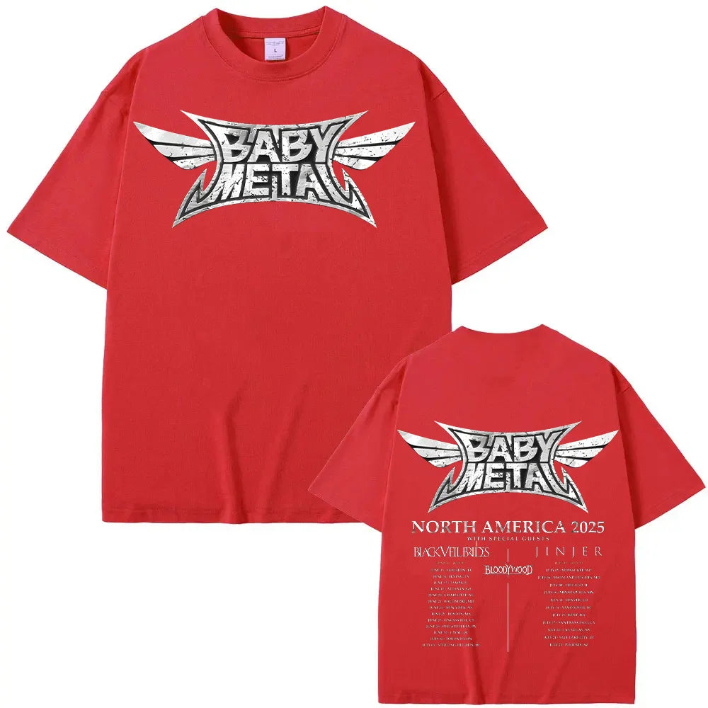 Babymetal North America Tour 2025 T-shirts Vintage Babymetal Japan Metal Rock Band Tshirts Men Women's Pure Cotton Tees Harajuku TechVisio