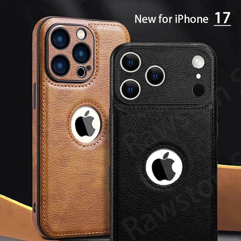 High Quality PU Leather Case for Apple iPhone 17 Pro Max 11 12 13 14 15 16 Plus Logo View Luxury Business Mobile Phone Cover TechVisio