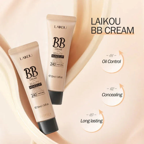 LAIKOU BB Cream 18 Hour Longlasting Liquid Foundation Waterproof Anti-acne Marks Flawless Natural Face Base Makeup Moisturize TechVisio