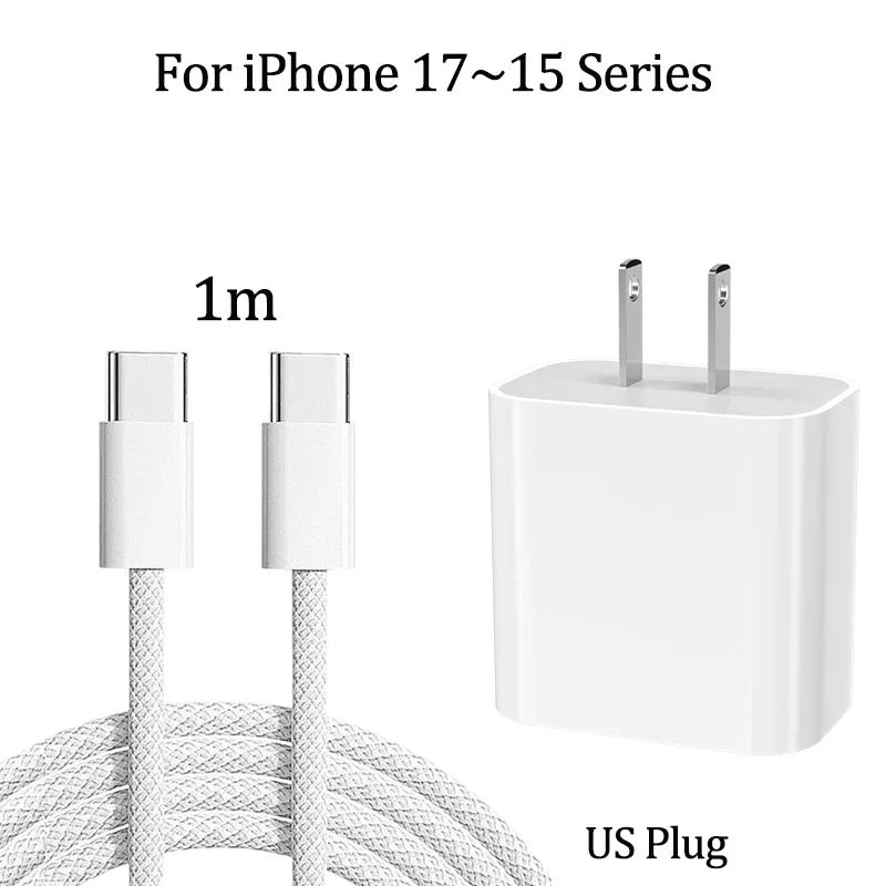 Chargeur iPhone 20W USB-C KEAI – Charge Rapide + Câble Inclus