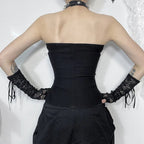 Goth Dark Punk Grunge Leather Buckle Strapless Corset Tops Mall Gothic Zip Women Tupe Top Y2K Coquette Streetwear Alt Tanks Vest TechVisio