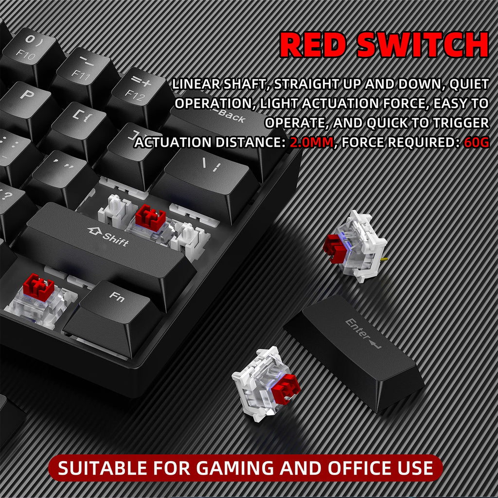 ZSUS Z61-B – Clavier Mécanique 60% Switch Red RGB