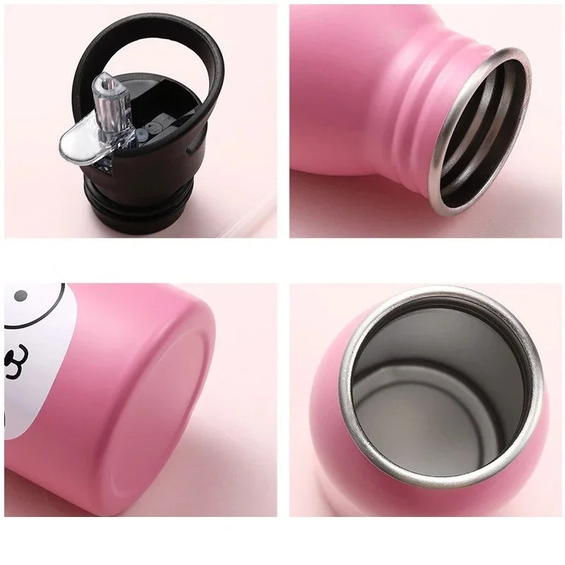 500ML Stainless Steel Water Bottle with Straw Kawaii Water Bottle Children's Sport Bottle Leak Proof Durable Kettle Eco-Friendly TechVisio