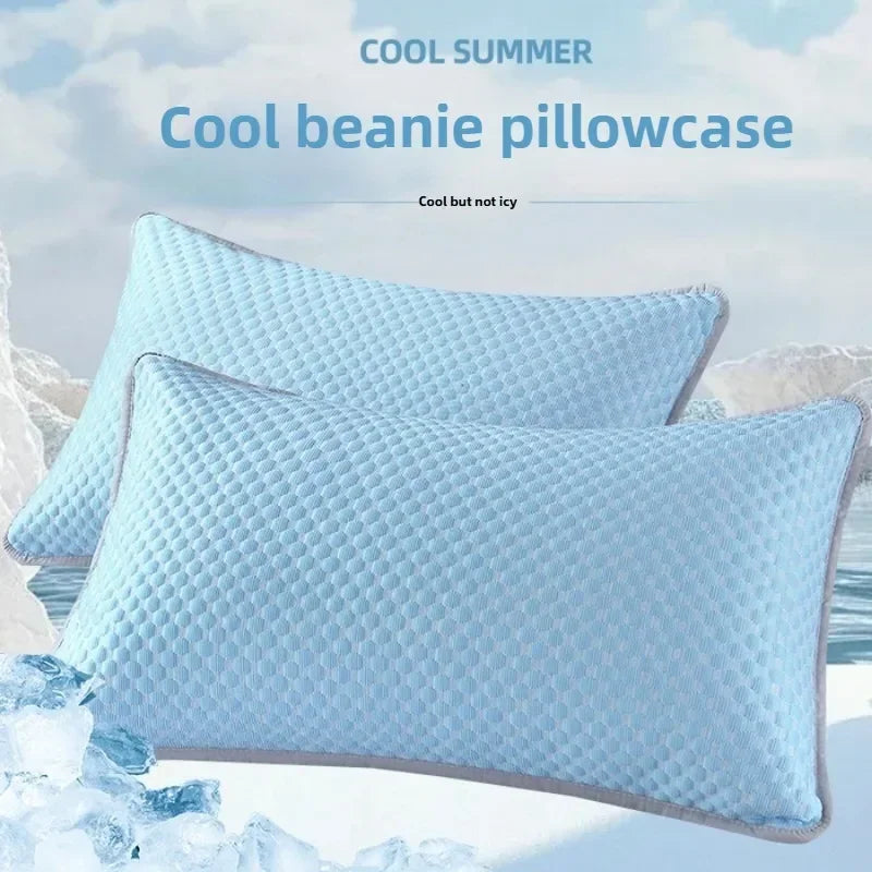 Summer Cooling Pillowcase Solid Color Ice Bean Bean Pillowcase Cool Feeling Air Conditioning Cover Washable  (No Pillow) 48x74cm TechVisio