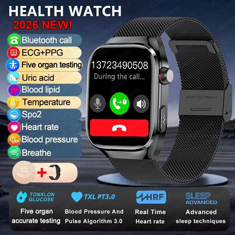 Smartwatch Gesundheit KI – EKG, SpO2, AMOLED, IP68