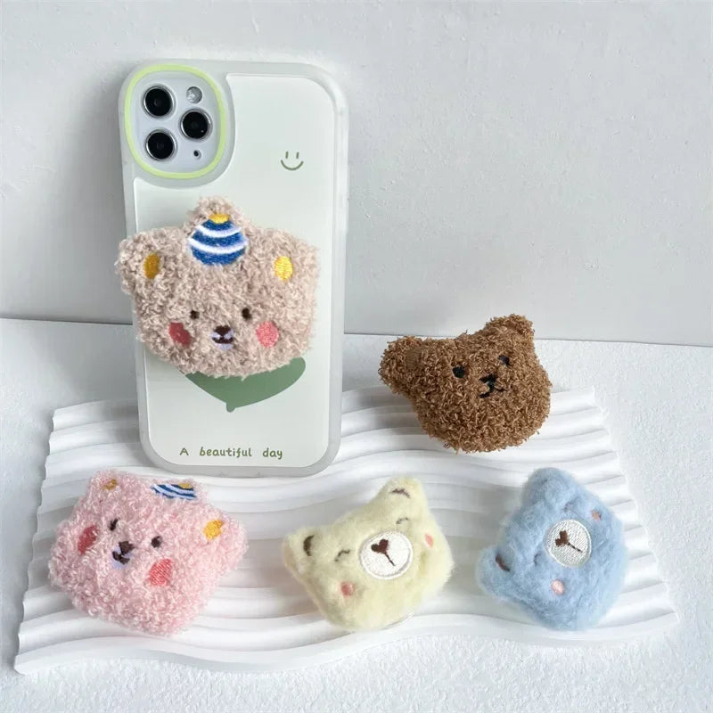 Support Grip Peluche Kawaii – Anneau Pliable | iPhone Samsung | 14 Coloris