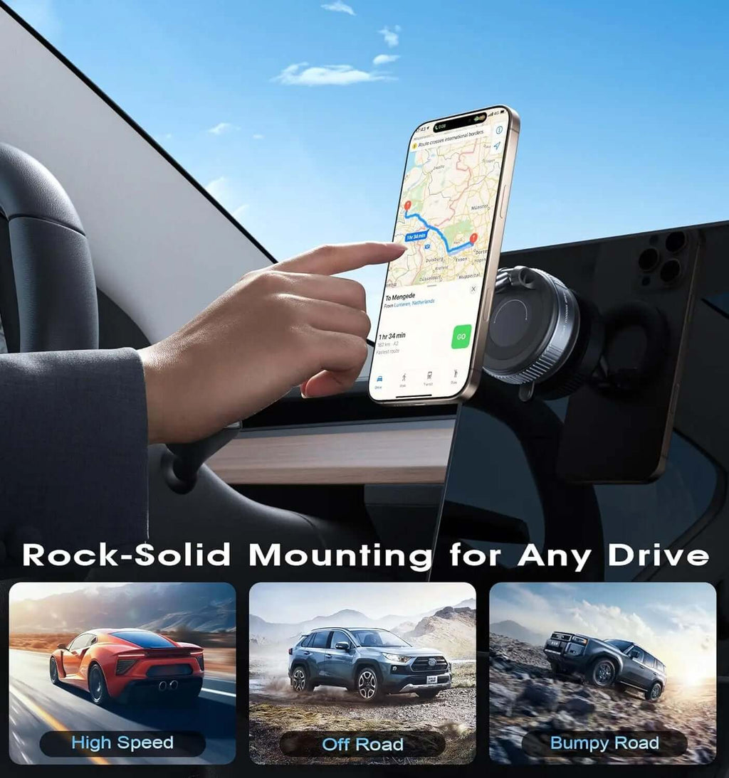 Vacuum Magnetic Car Phone Stable Dashboard  Adsorption  Anti-Shake Mobile StandUniversal For Cars Safe Driving Access TechVisio