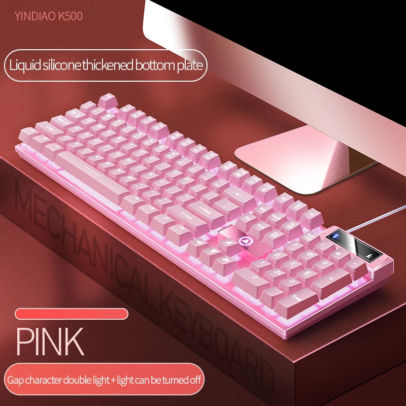104 Keys Gaming Keyboard Wired Keyboard Color Matching Backlit Mechanical Feel Computer E-sports Peripherals for Desktop Laptop TechVisio