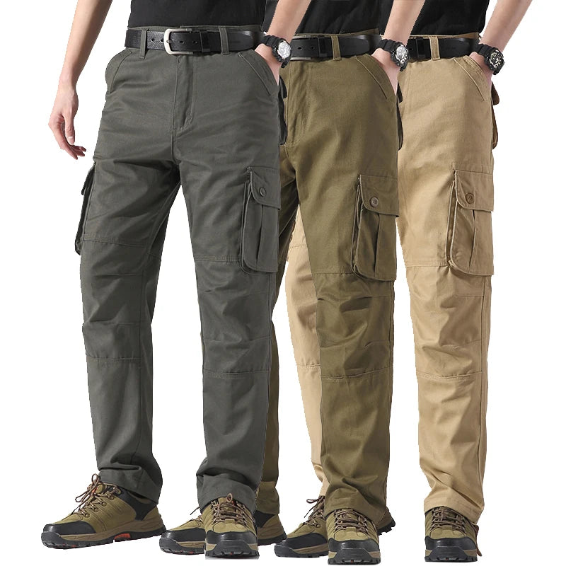 Male Cargo Pants Tactical Cotton Overalls Outdoor Utility Work Trousers Relaxed Fit Big Size Hombre Clothing TechVisio