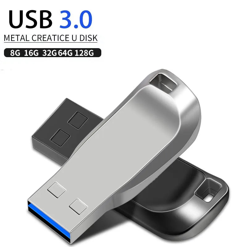 Clé USB 3.0 Métal Haute Vitesse – 8GB à 128GB, Noir & Argent