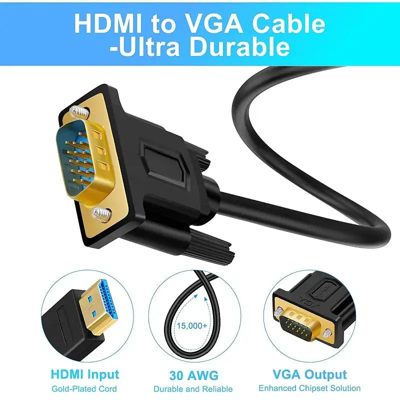 Câble HDMI vers VGA SHULIANCABLE – 1080P | Plug & Play | 1m à 5m TechVisio
