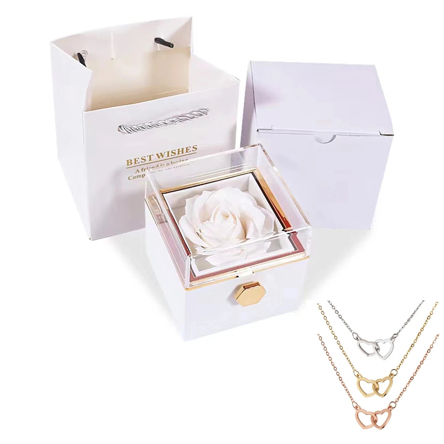Custom Valentine Soap Rose Jewelry Ring Box Wedding Pendant Necklace Storage Case for Women Girlfriend Valentine's Day Gifts TechVisio