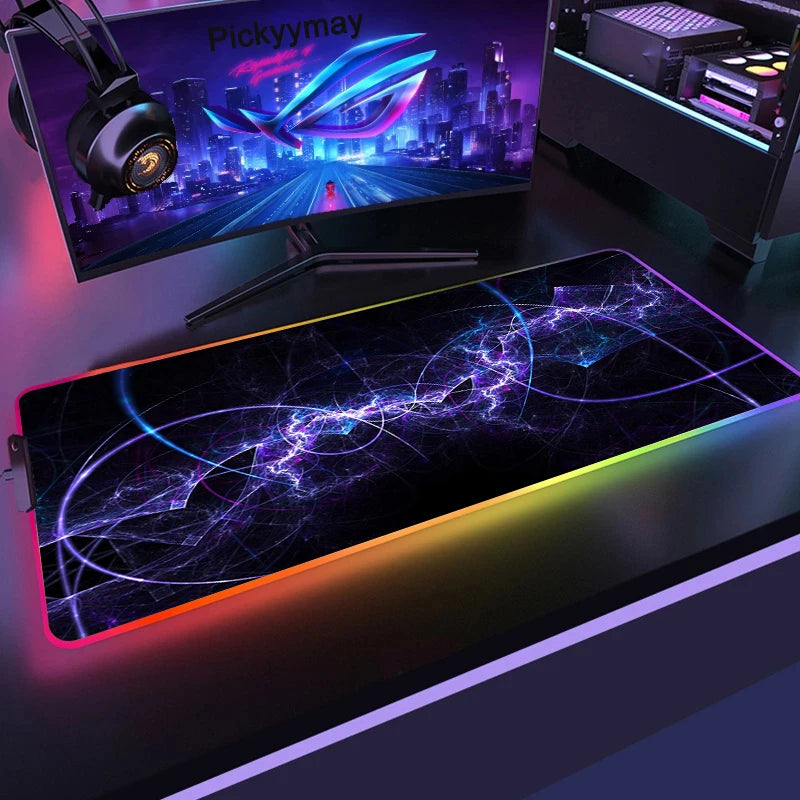Tapis de Souris Gaming XXL RGB — Éclairage LED, Motif Space Galaxy, Antidérapant — Toutes Tailles