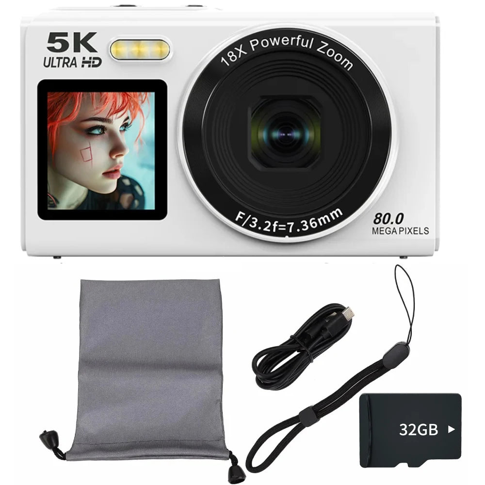 Magecam 5K-80MP Digitalkamera | Doppelbildschirm | 18-facher Zoom | WLAN