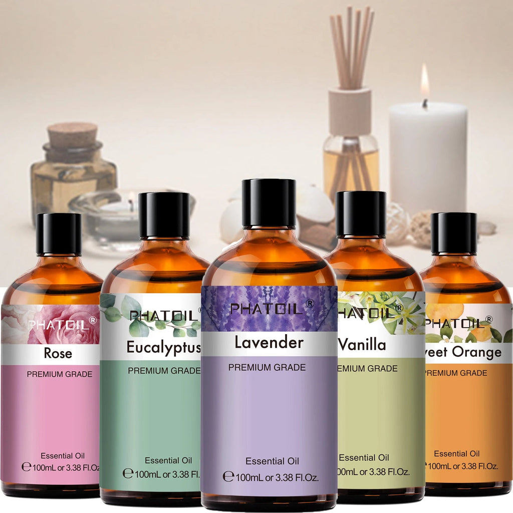 PHATOIL 100ml Pure Natural Essential Oils For Diffuser Candle Making Lavender Jasmine Vanilla Eucalyptus Aroma Essential Oil TechVisio