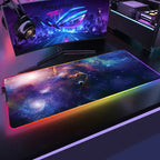 Tapis de Souris Gaming XXL RGB — Éclairage LED, Motif Space Galaxy, Antidérapant — Toutes Tailles TechVisio