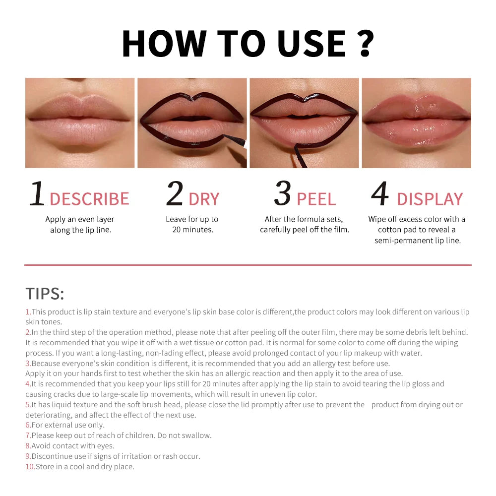 Lip Liner Pencil Peel Off Lip Stain Tattoo Long Wearing Matte Waterproof Smudge Proof Transfer Proof Lip Cosmetic For All Day TechVisio