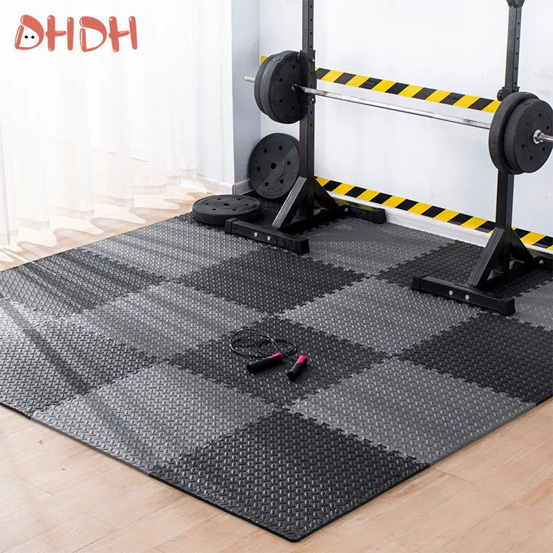Gym Floor Mat for Home Workout Anti-Slip Rubber Exercise Mat with Interlocking Design, Durable Fitness Rug Weightlifting & Yoga TechVisio