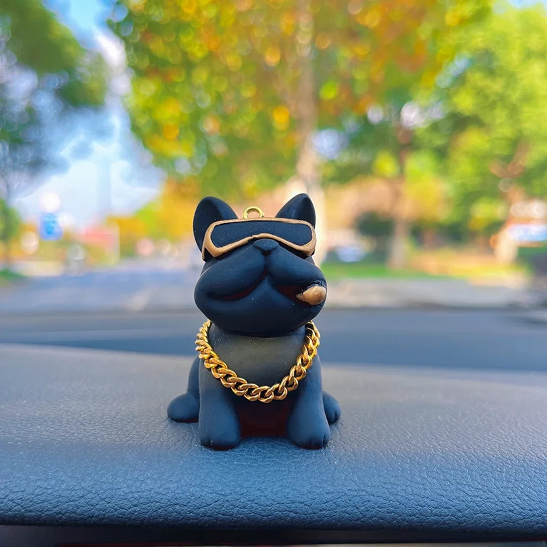 Figurine Bulldog Résine Tableau de Bord – Déco Voiture, 3 Coloris