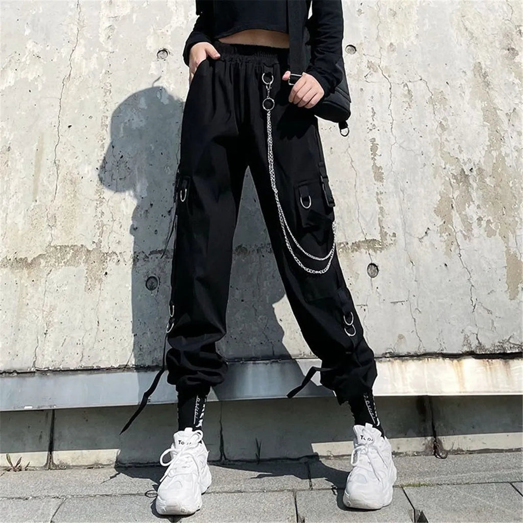 2025 Hip Hop Cargo Pants Men Women Baggy Tactical Trouser With Nwcklace Fashion Stududet Summer Outwork Joggers Trouser Female TechVisio