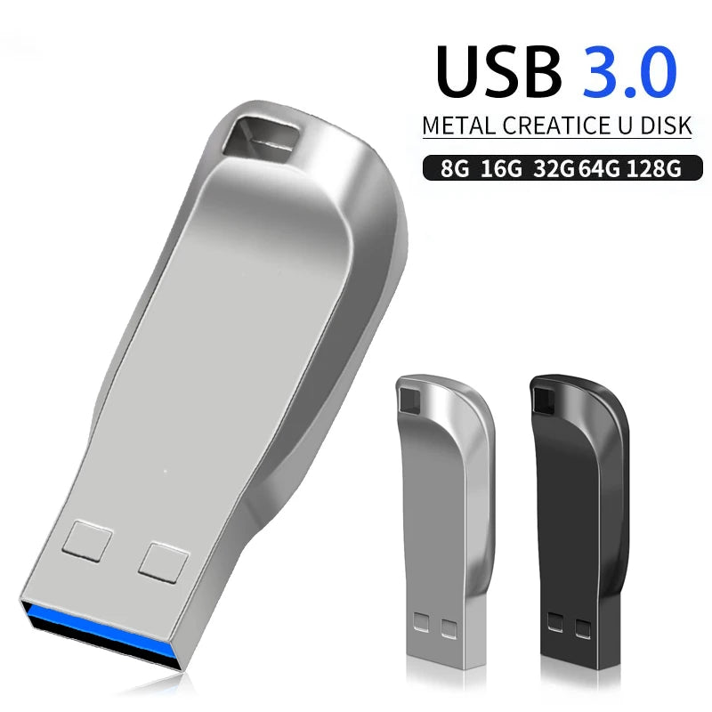 Clé USB 3.0 Métal Haute Vitesse – 8GB à 128GB, Noir & Argent